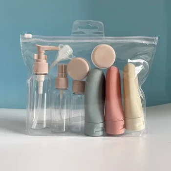 11PCS Комплект бутилки за многократна употреба за пътуване с чанти за съхранение Празен контейнер в скандинавски стил Преносим козметичен спрей бутилка Squeeze Tubes