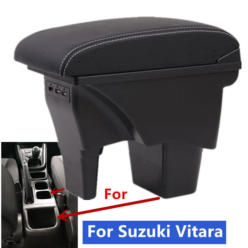 За Suzuki Vitara Подлакътник Box За Suzuki Vitara Car Подлакътник Централна кутия за съхранение Интериор Модернизиране на части с USB аксесоари за кола - 0