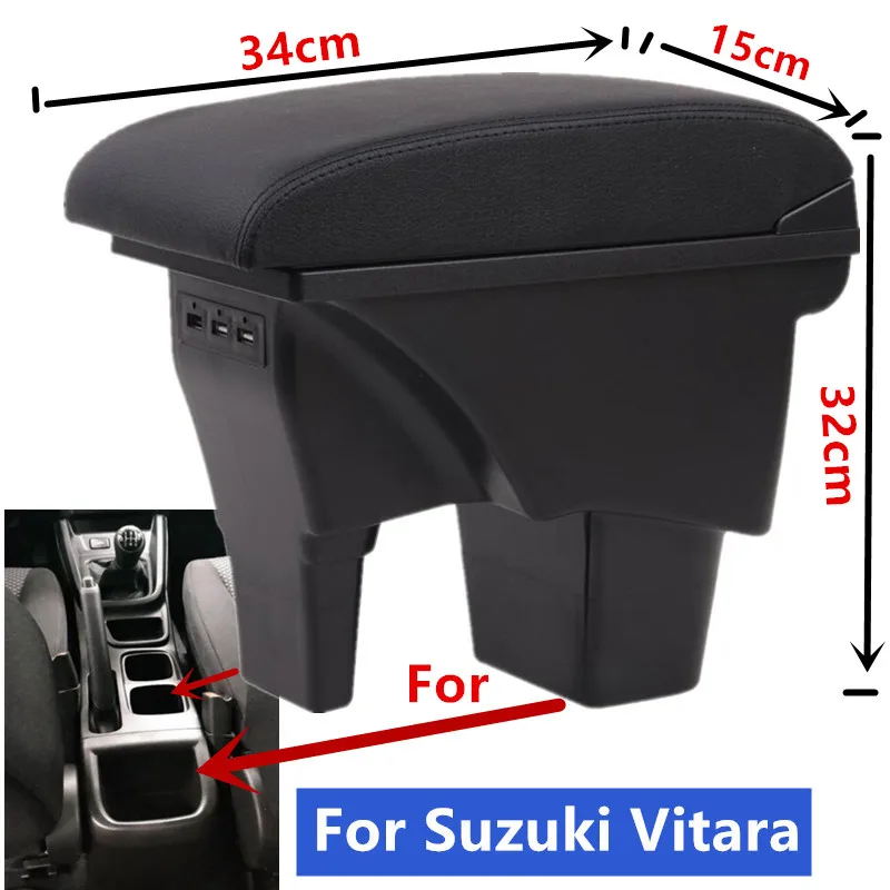 За Suzuki Vitara Подлакътник Box За Suzuki Vitara Car Подлакътник Централна кутия за съхранение Интериор Модернизиране на части с USB аксесоари за кола - 1