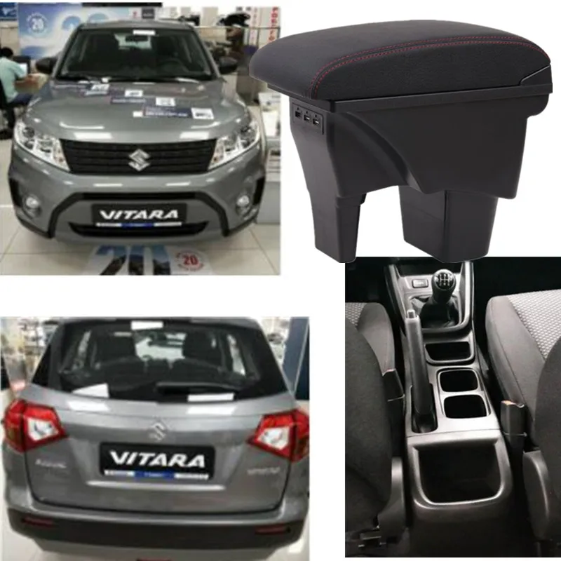 За Suzuki Vitara Подлакътник Box За Suzuki Vitara Car Подлакътник Централна кутия за съхранение Интериор Модернизиране на части с USB аксесоари за кола - 2