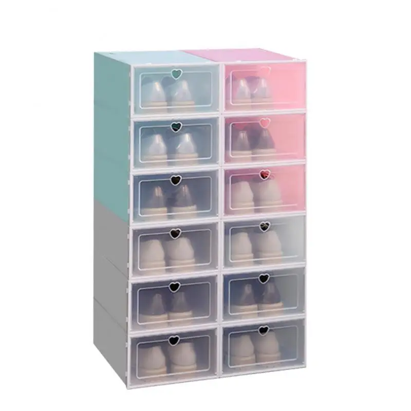 set Може да се наслагва комбинация Шкаф за обувки Прозрачен калъф за обувки Кутии за обувки Удебелени прахоустойчиви обувки Организатор - 0