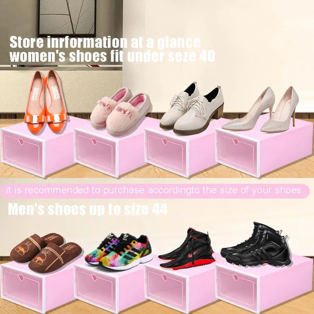 set Може да се наслагва комбинация Шкаф за обувки Прозрачен калъф за обувки Кутии за обувки Удебелени прахоустойчиви обувки Организатор - 4