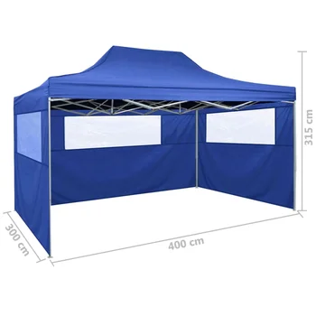 Сгъваема парти шатра с 3 стени с прозрачни прозорци 3х4 м Стомана 600D оксфорд плат с PVC покритие