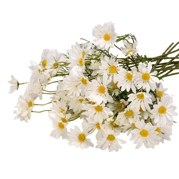 Симулиран малък букет от маргаритки 5 цветни цветя плат изкуствени цветя за сватбено домашно парти