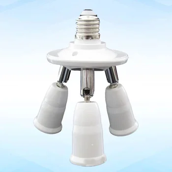 Универсален бял PBT E27 до 3 E27 360 градуса въртене 1 до 3 LED крушка база преобразуване лампа лампа притежателя гнездо
