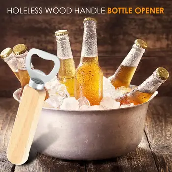  отварачка за бутилки от неръждаема стомана Издръжлива дървена дръжка Кухненски капак за капак за бира Отваряне на притурка Домакински фитинги за бутилки за бира Инструменти